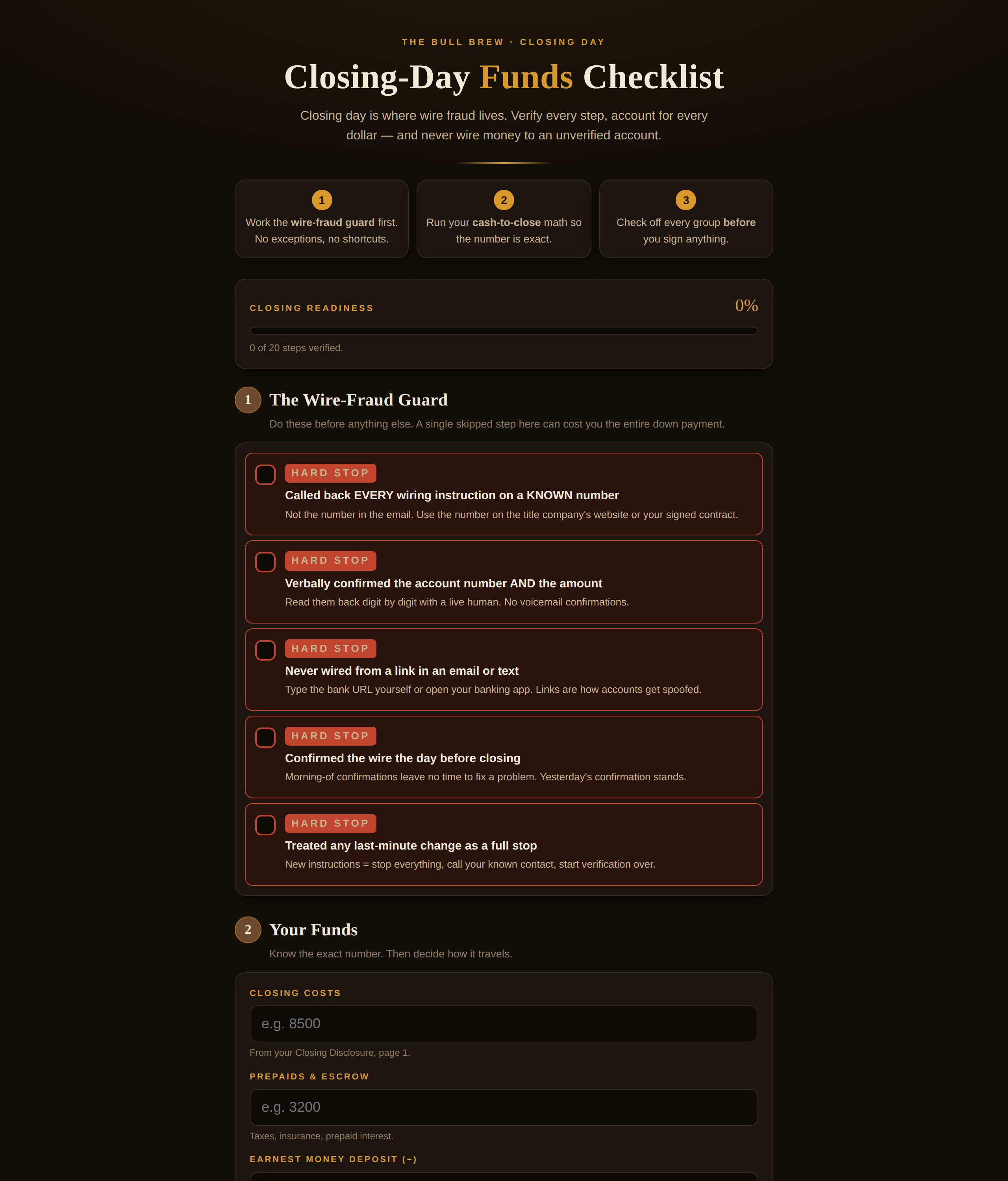 Closing-Day Funds Checklist preview