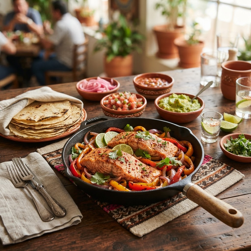12 Minute Baked Salmon Fajita Spread
