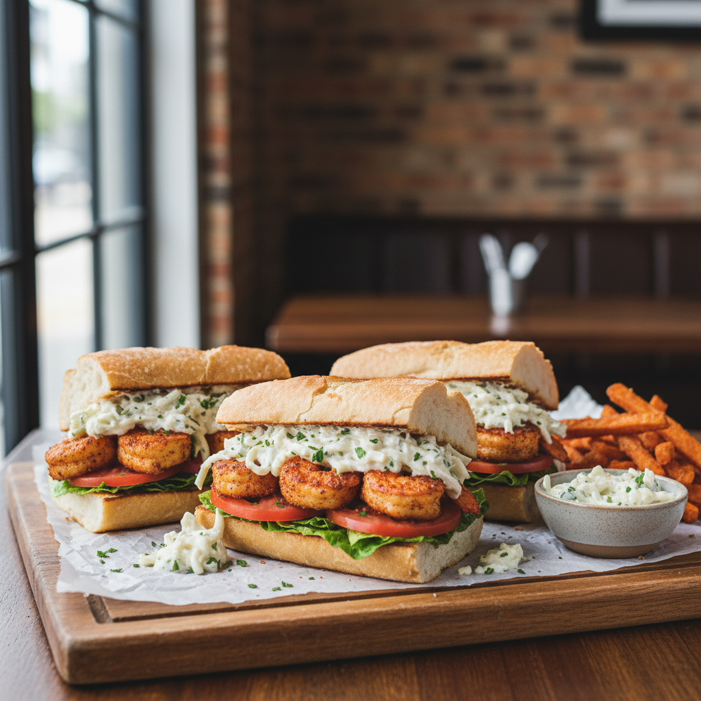 Air Fryer Spiced Shrimp Po' Boys with Celeriac Remoulade