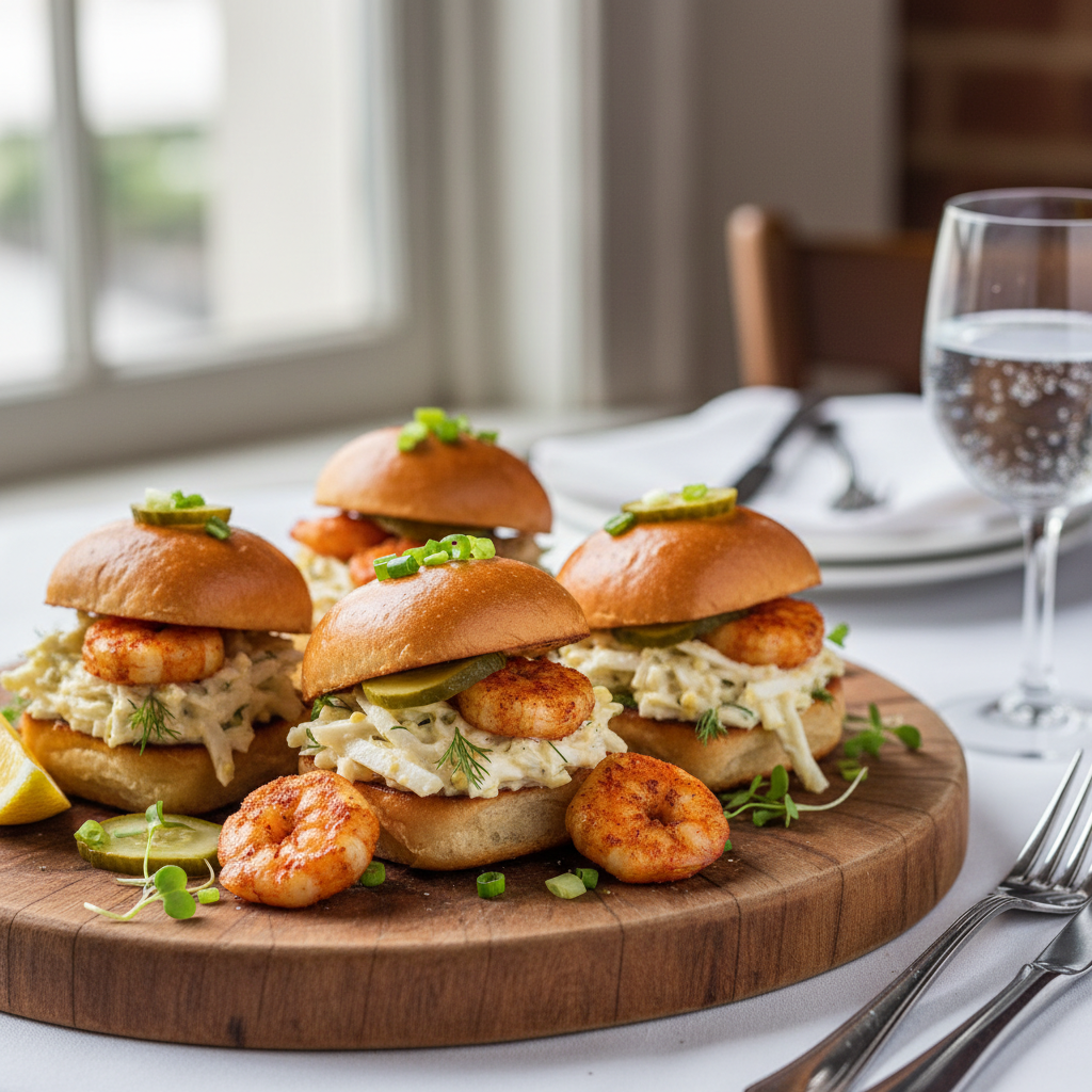 Appetizer-Only Air Fryer Spiced Shrimp Po' Boys with Celeriac Remoulade