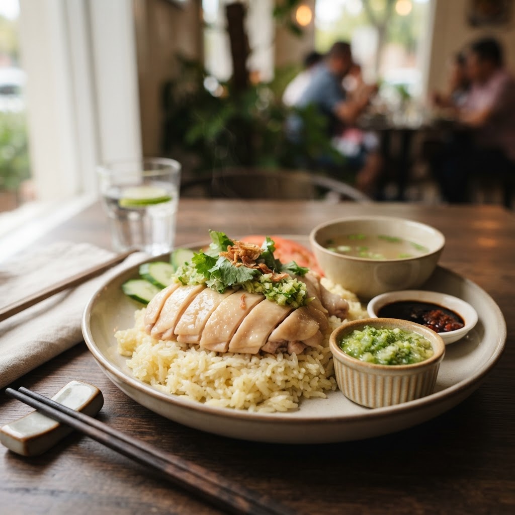 Aromatic Hainanese Chicken with Zesty Ginger-Scallion Oil