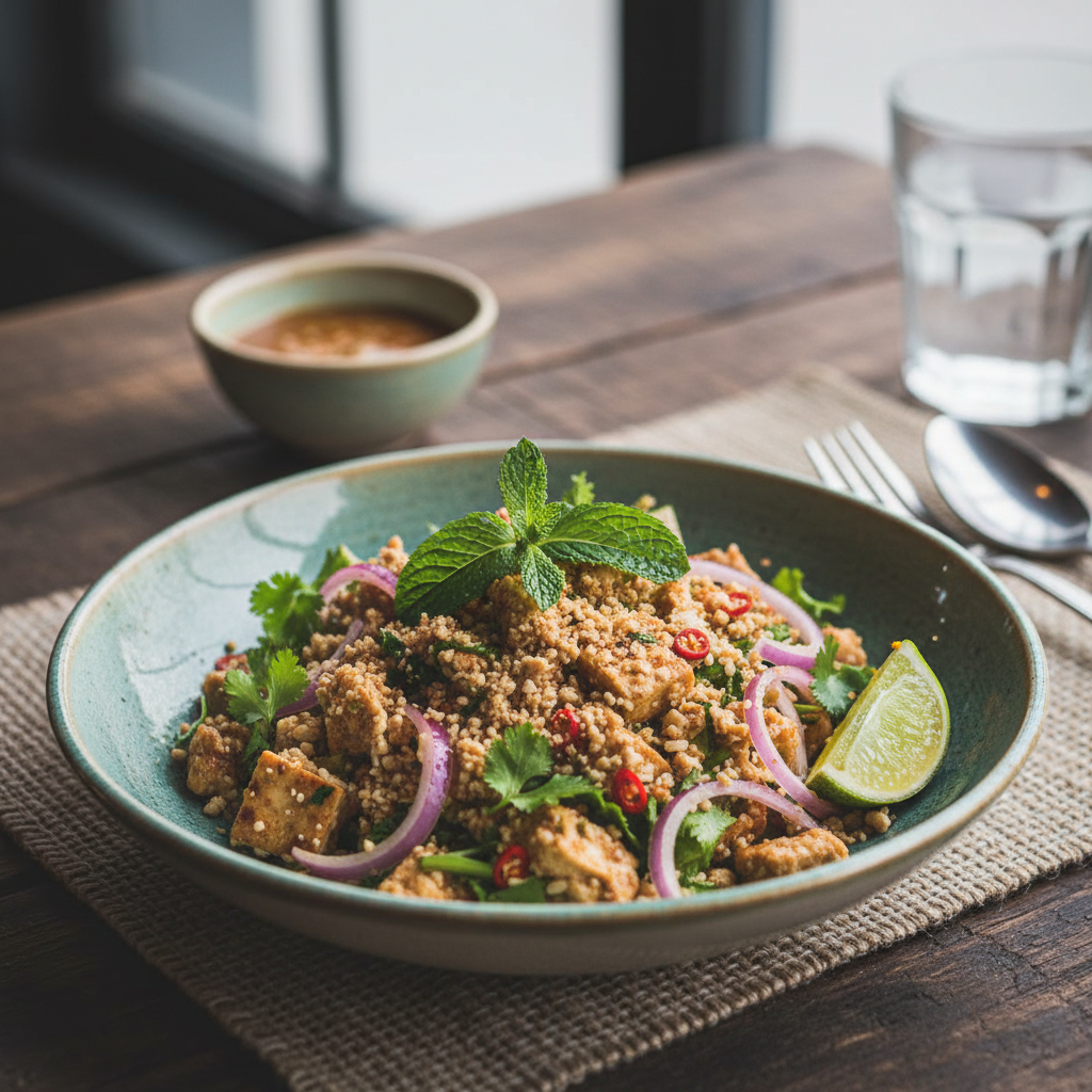 Authentic Thai Vegan Larb Salad with Tofu