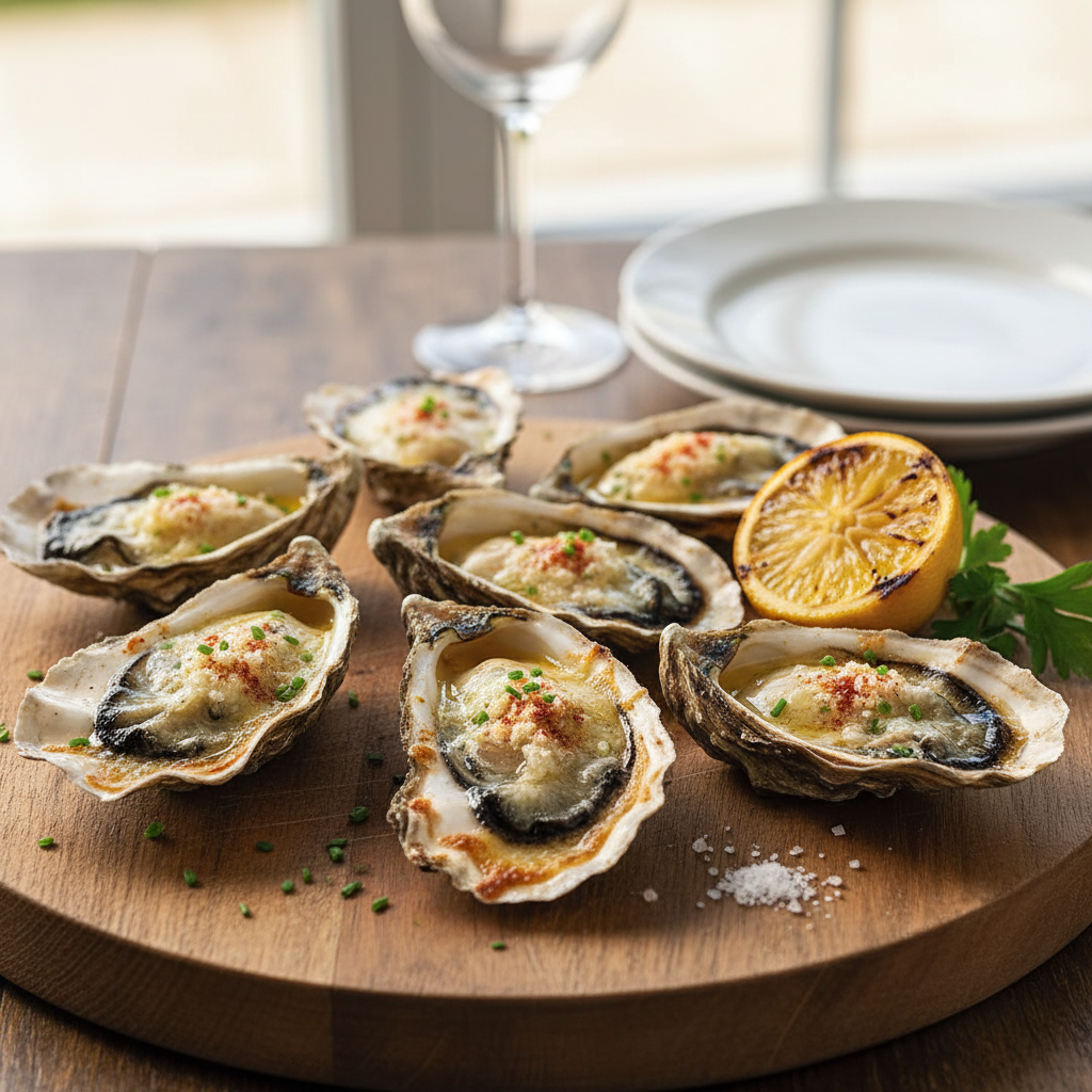 Barbecued Oysters with Garlic, Paprika & Parmesan Butter