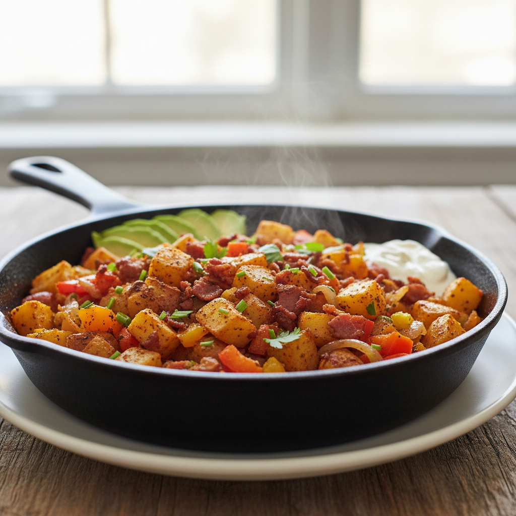 Breakfast Potato Skillet with Smoky Crust