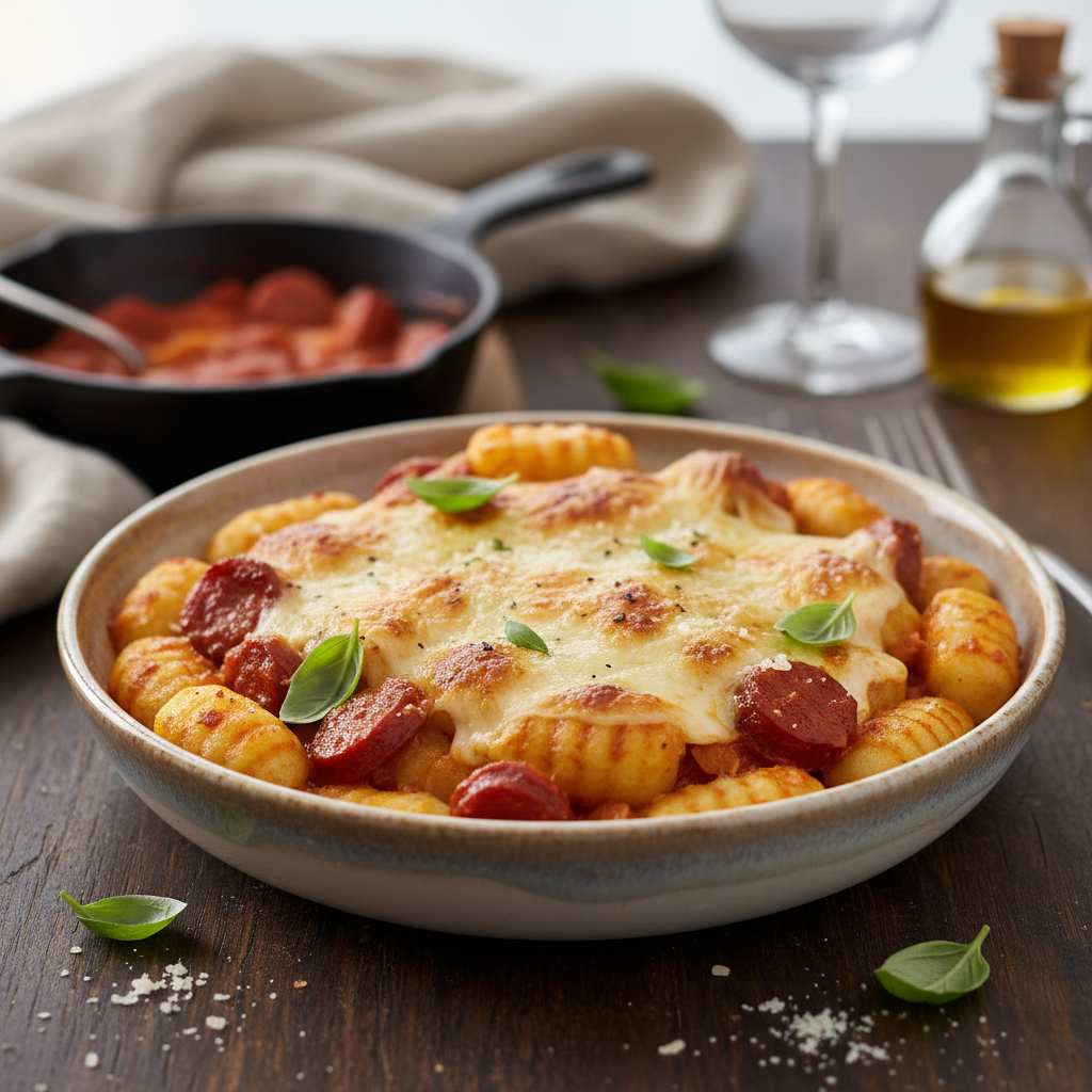 Chorizo & Mozzarella Gnocchi Bake