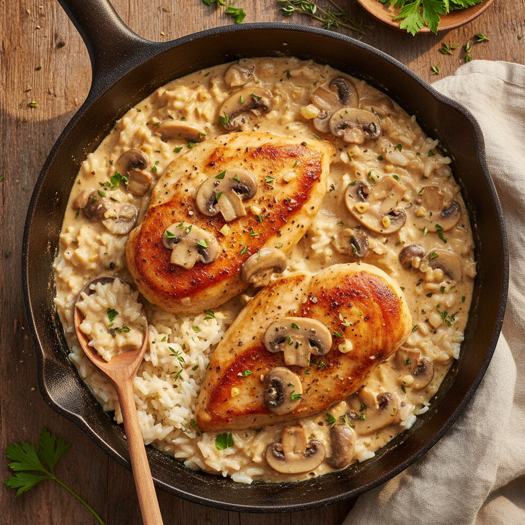 Creamy Smothered Chicken & Rice