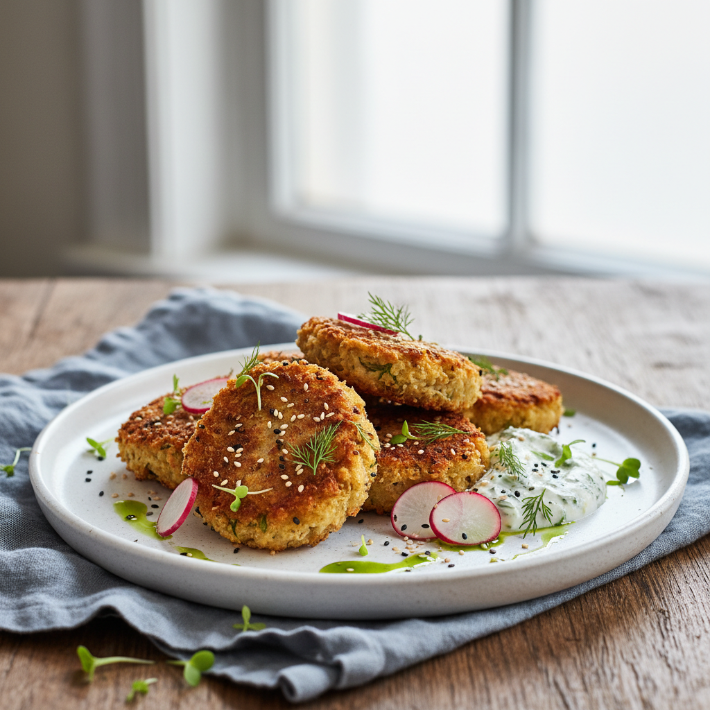 Crispy Tempeh and Turnip Fritters