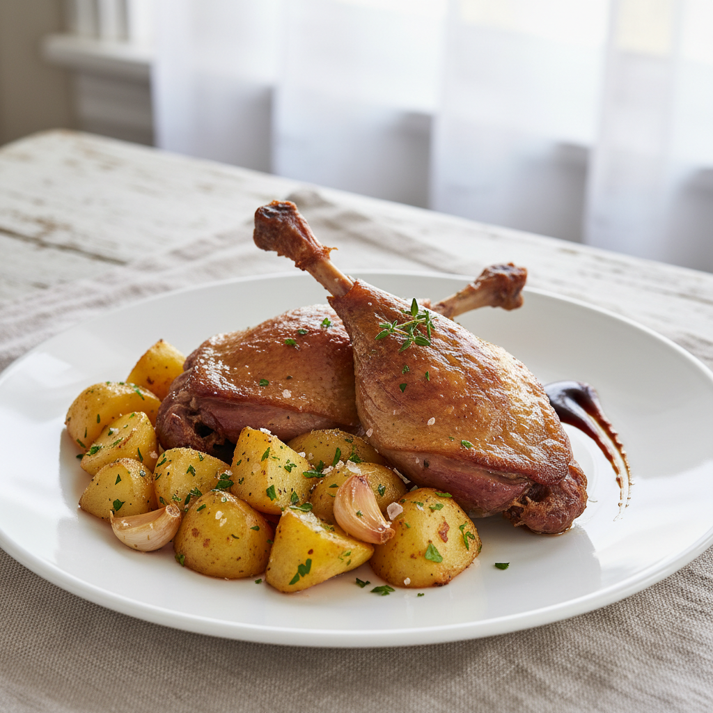 Duck Confit with Garlic Potatoes