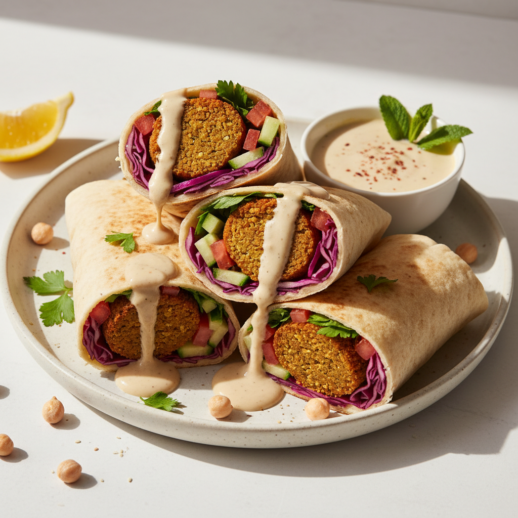 Falafel Wraps with Tahini Sauce