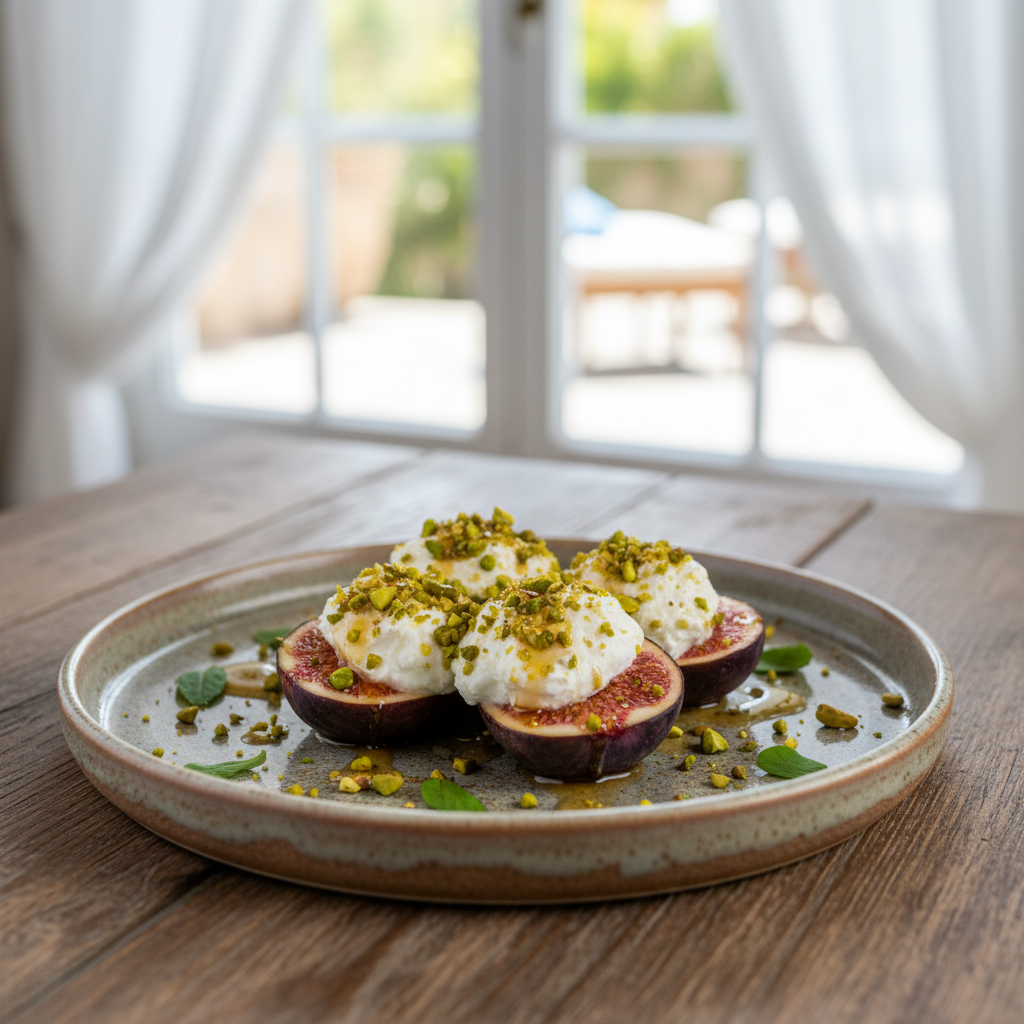 Figs with Goat's Cheese, Pistachios & Honey