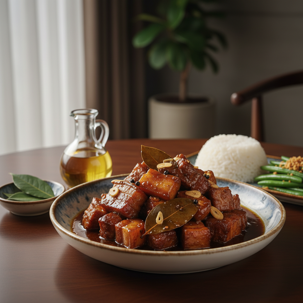 Filipino Pork Adobo with Cane Vinegar and Bay Leaf