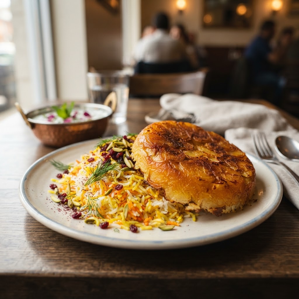 Golden Saffron Basmati with Crispy Potato Tahdig