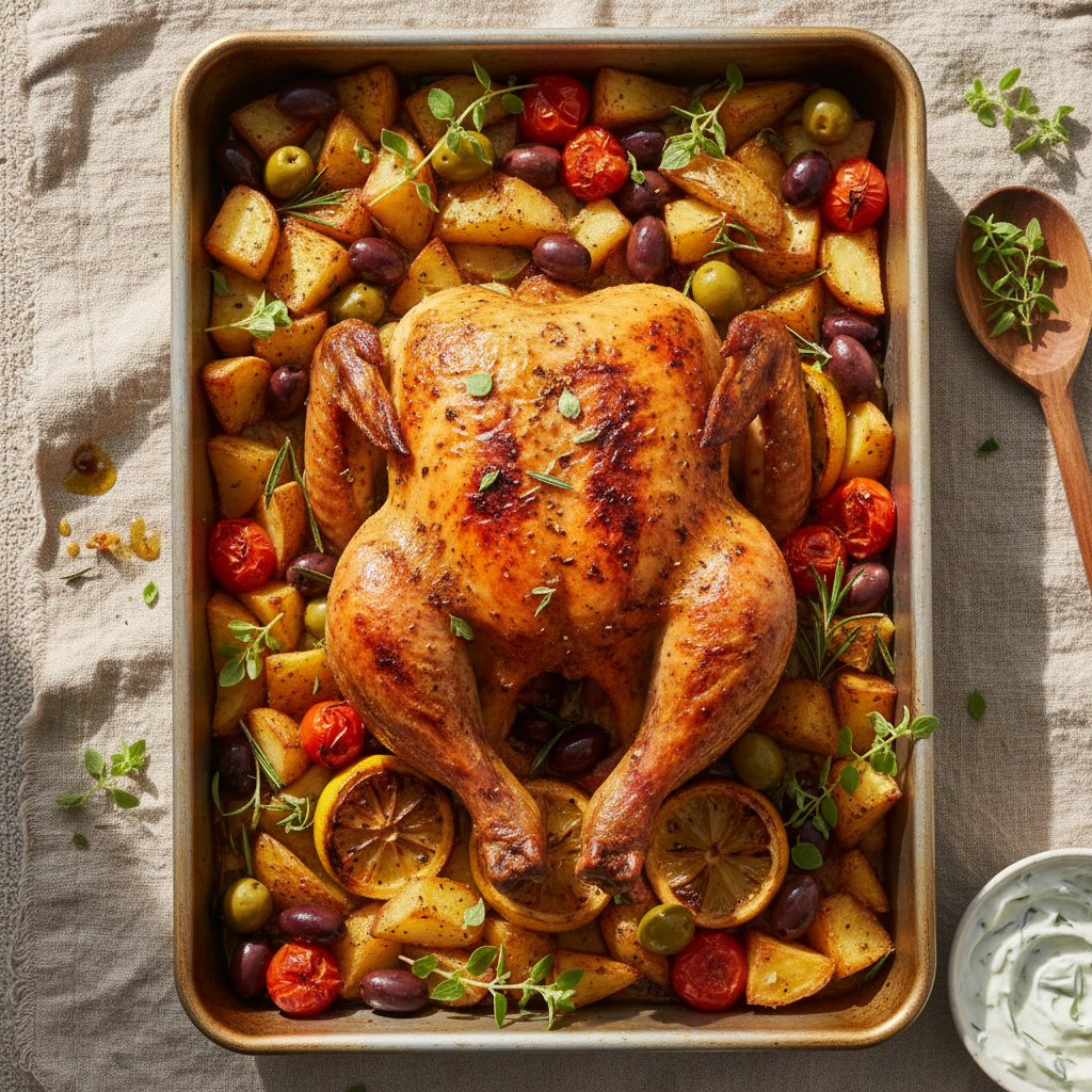 Greek Lemon Roasted Chicken & Potatoes