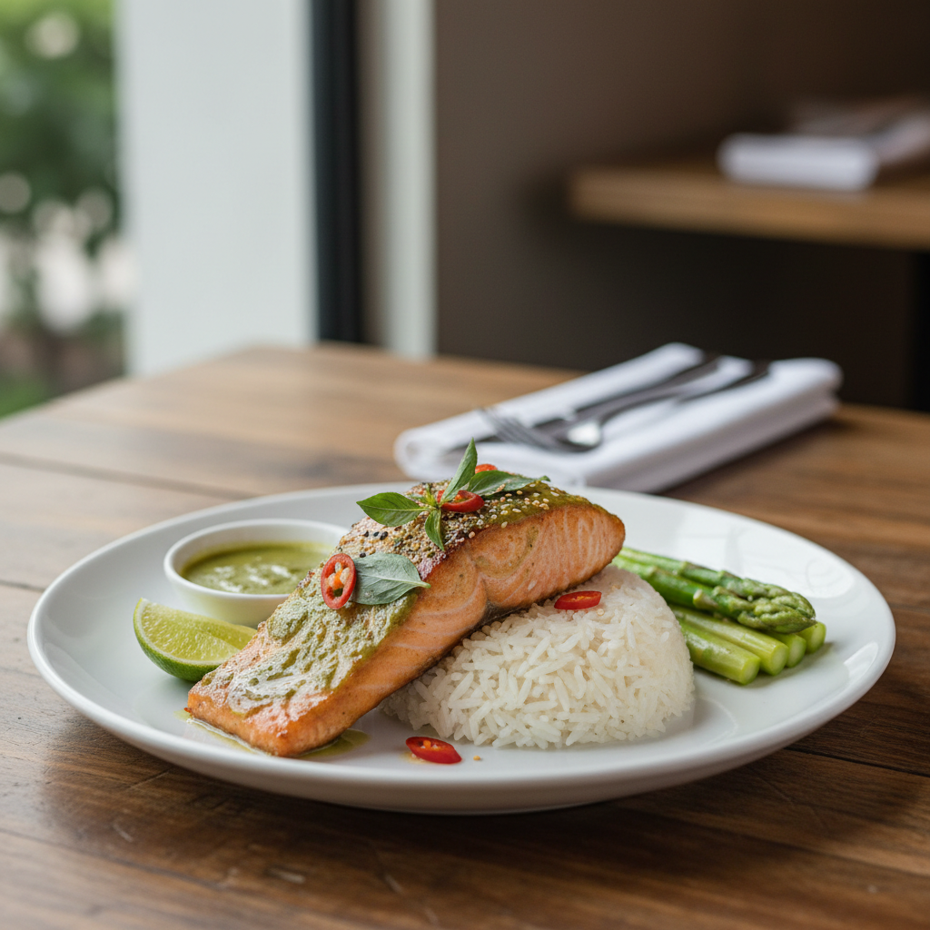 Thai Green Curry–Glazed Salmon Fillets