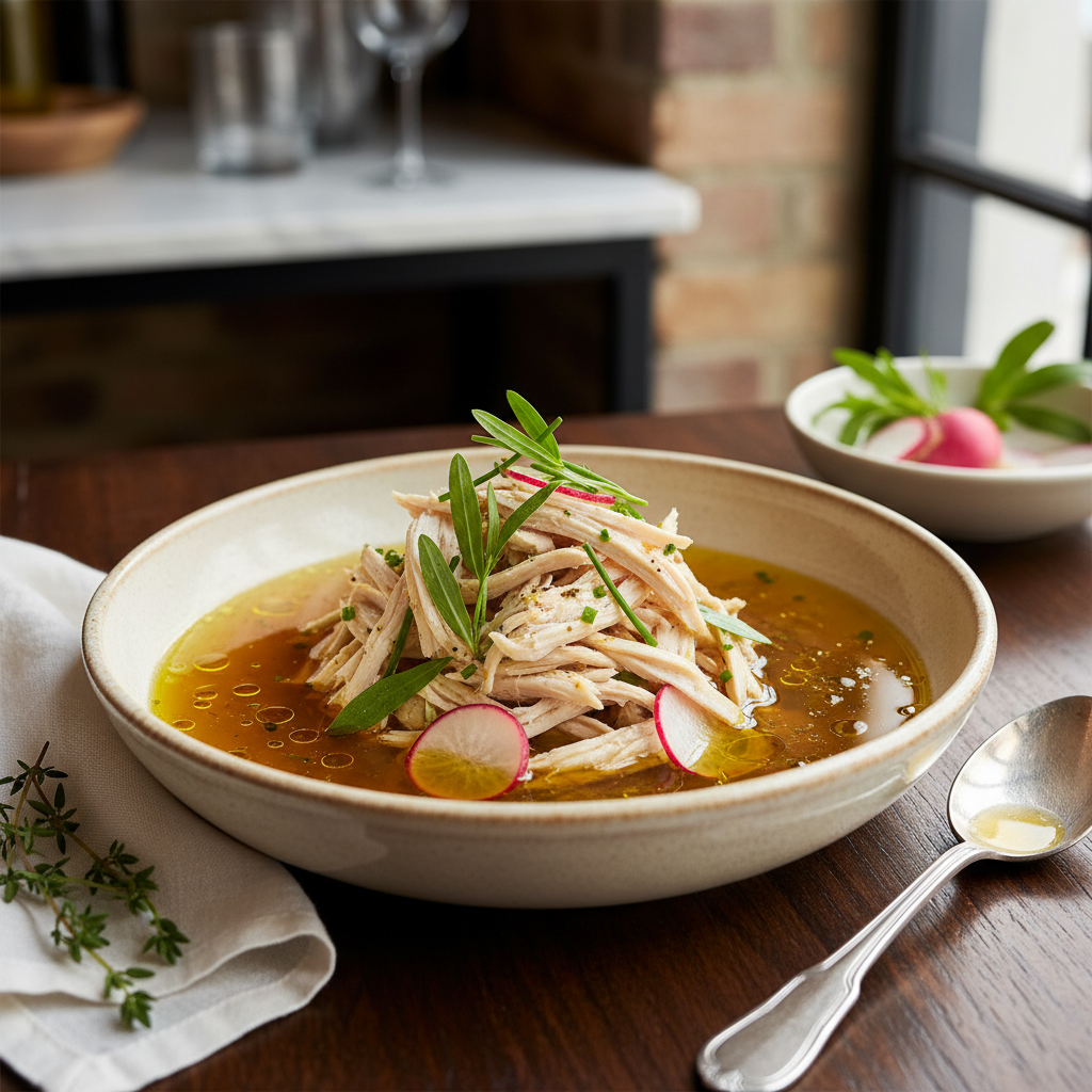 Hand-Pulled Chicken in Golden Broth Bowl