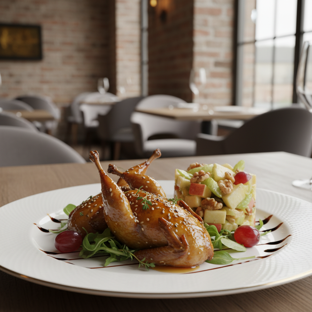 Honey-Glazed Quail with Waldorf Salad