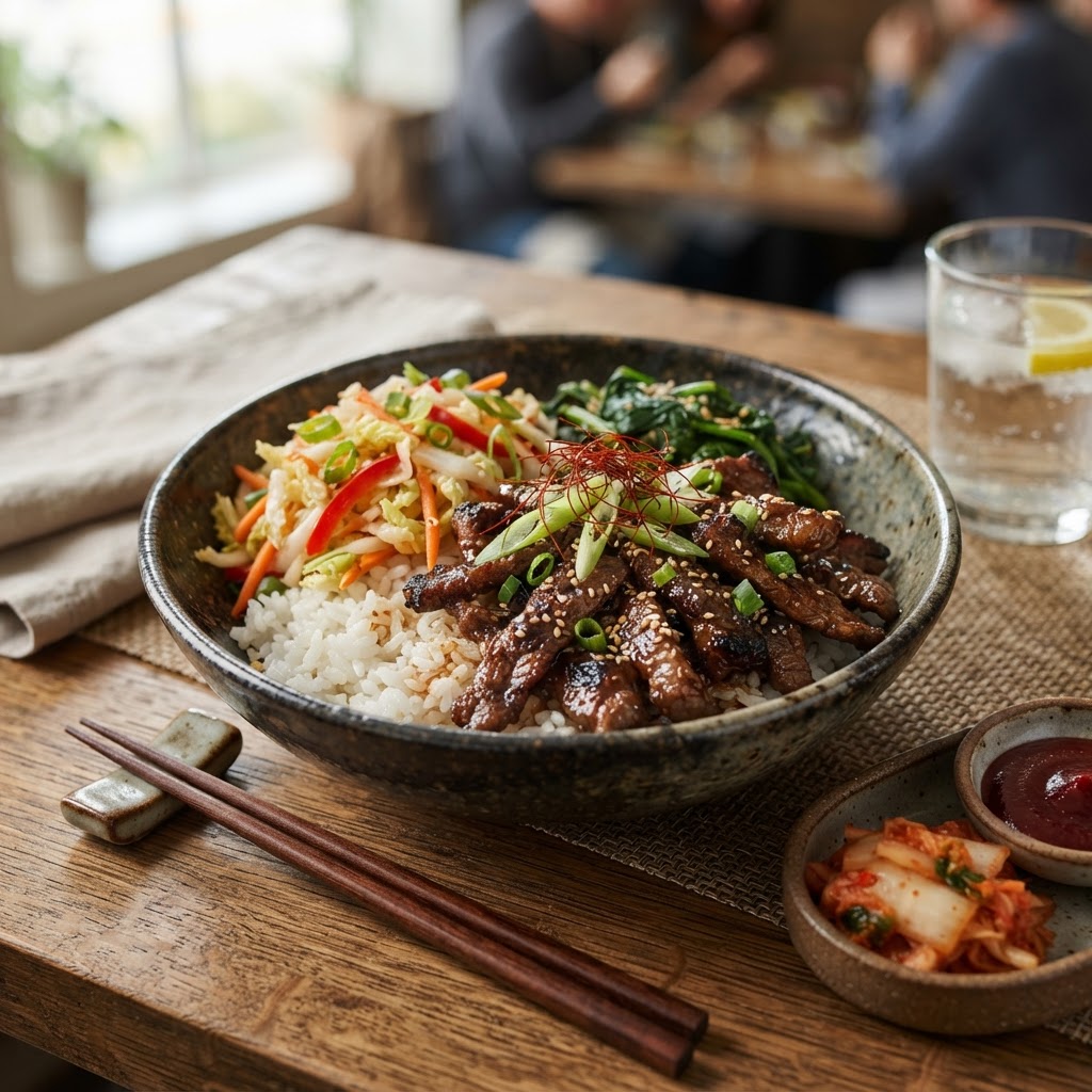 Korean Beef Bulgogi Bowls with Kimchi Slaw