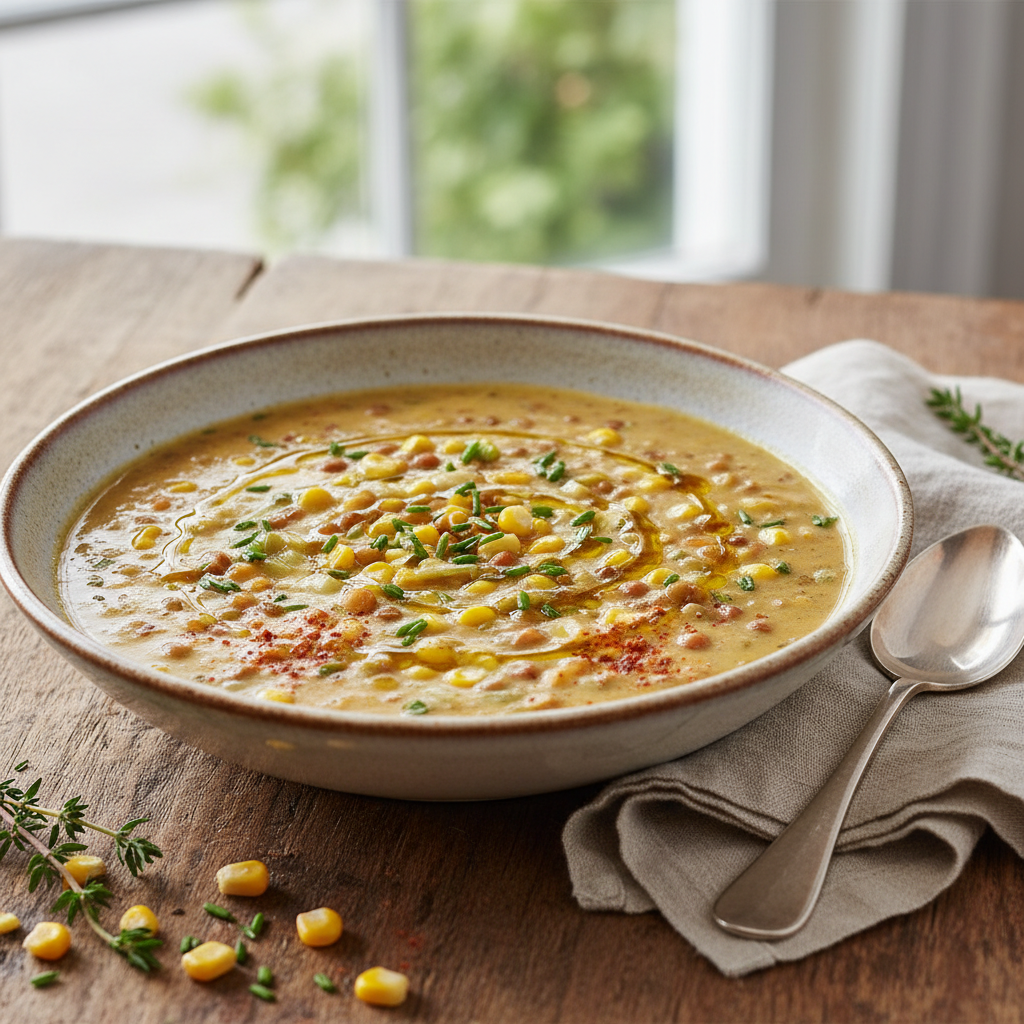 Leek, Corn and Lentil Chowder