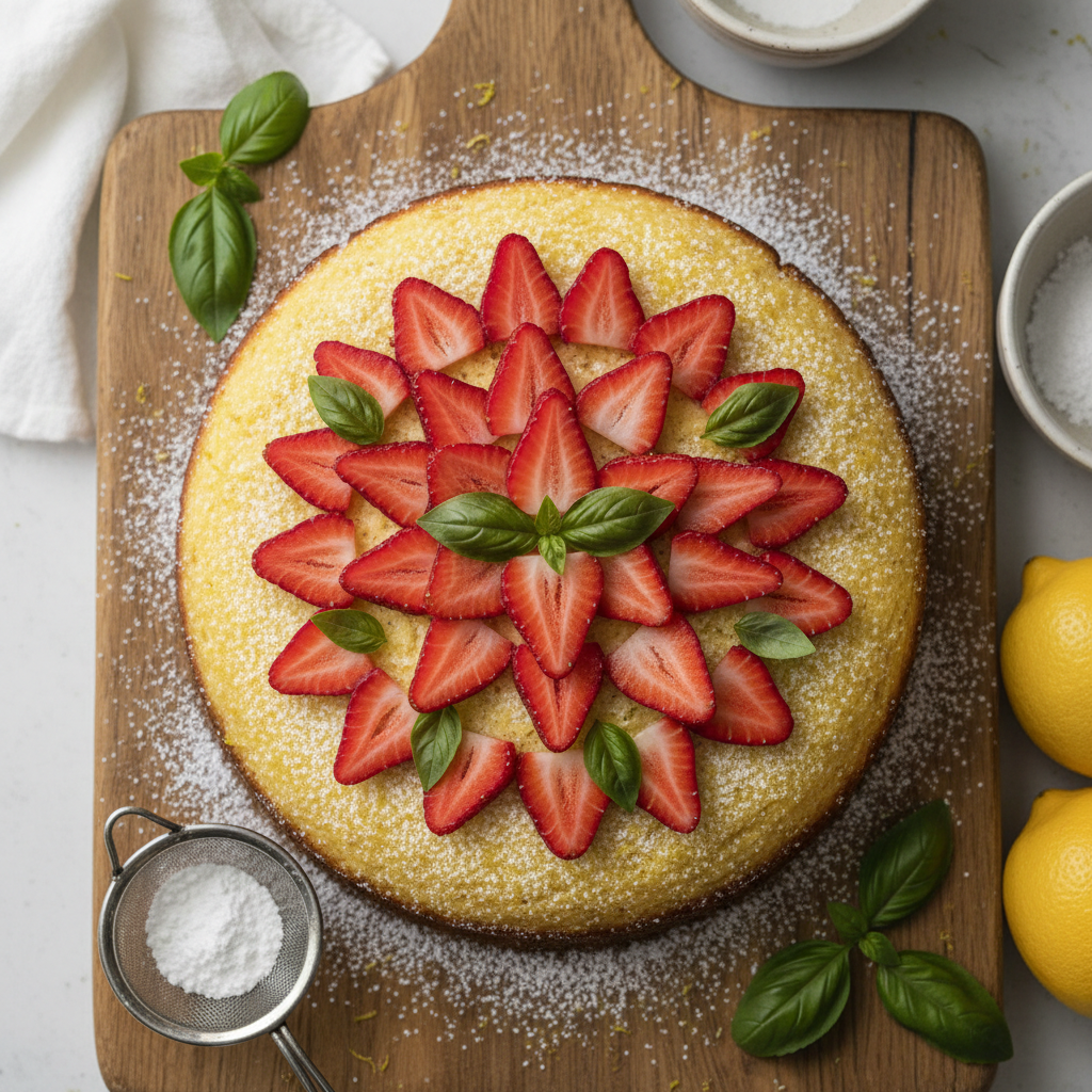 Lemon Ricotta Strawberry Cake