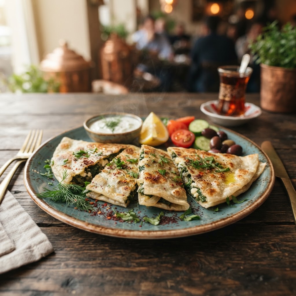 Rustic Turkish Spinach and Feta Gozleme