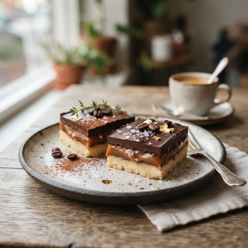 Salted Espresso Caramel Shortbread Bars