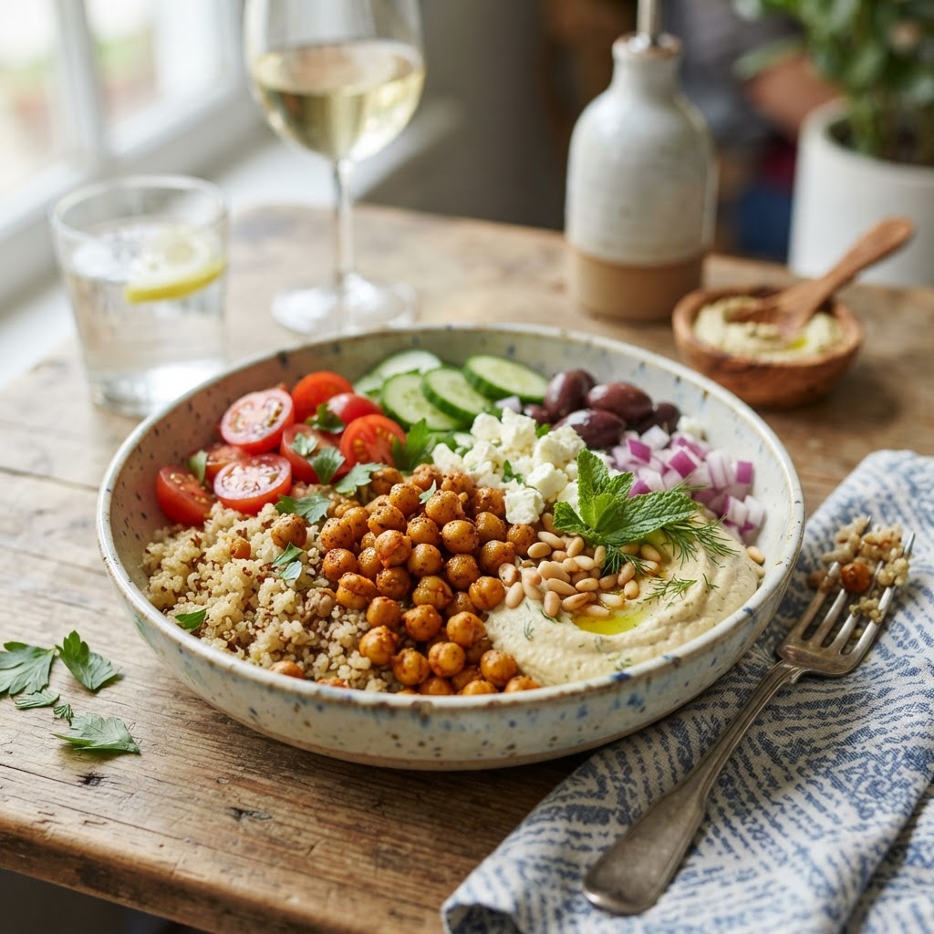 Sun-Kissed Mediterranean Chickpea and Quinoa Bowl