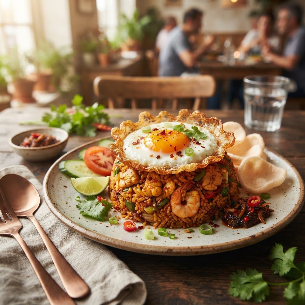 Velvety Sambal Nasi Goreng with Crispy Edge Egg