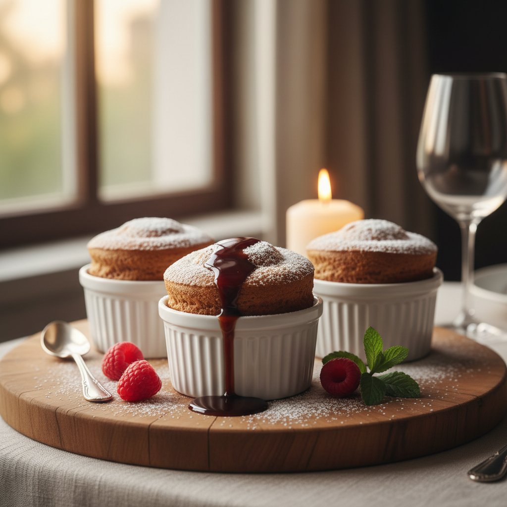 Warm Chocolate Rum Soufflés
