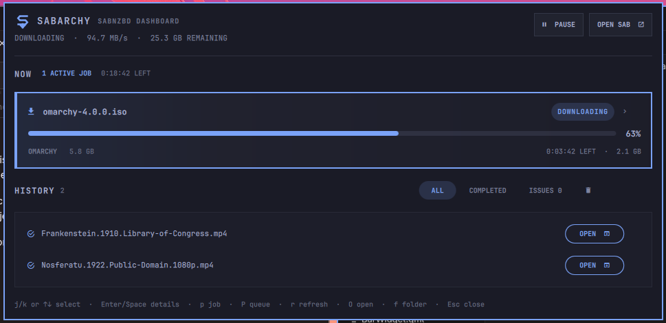 Active queue and recent history using Tokyo Night