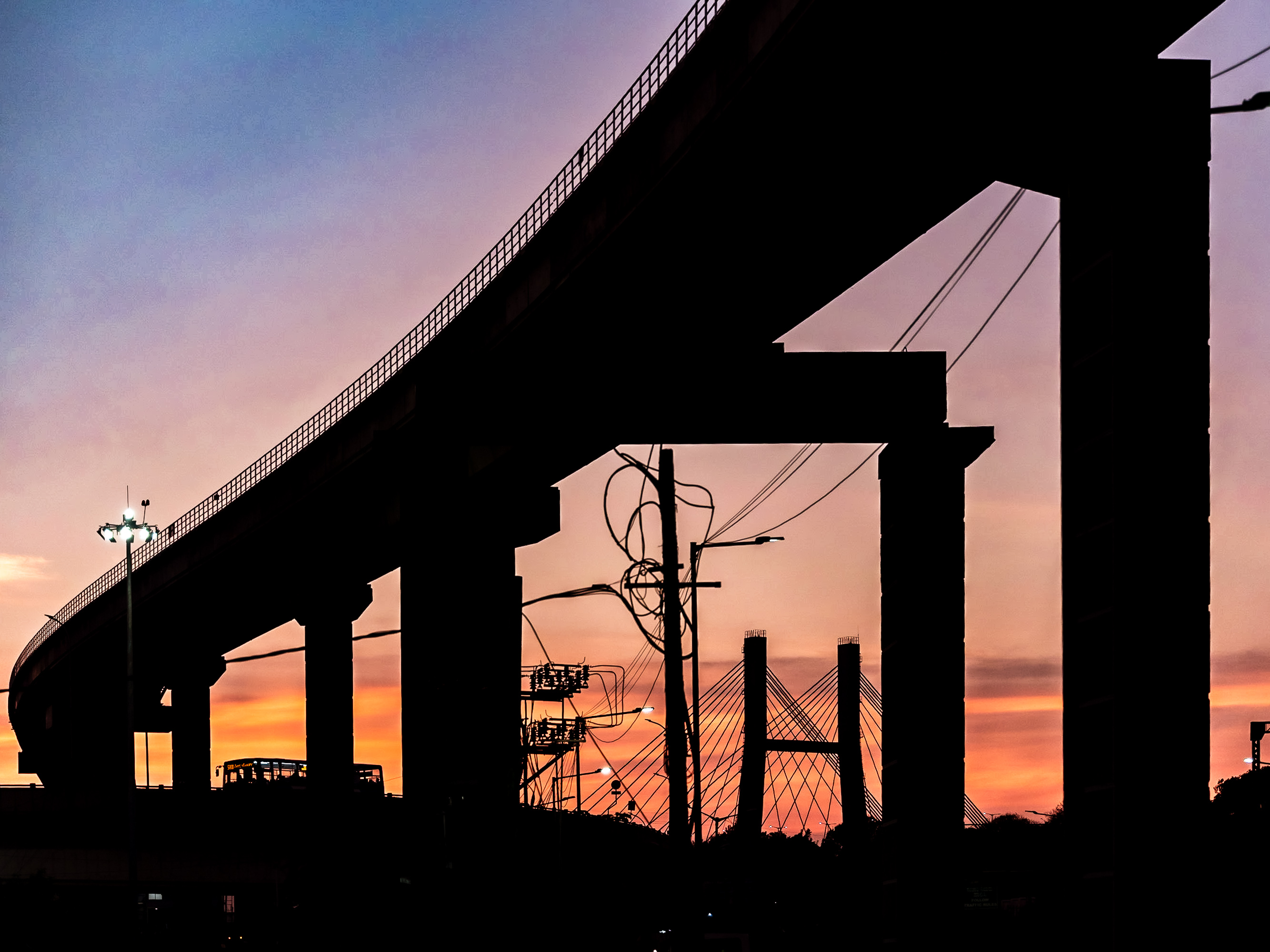 Sunset at KR Pura junction. Krishnarajapura Metro Station (Purple Line)