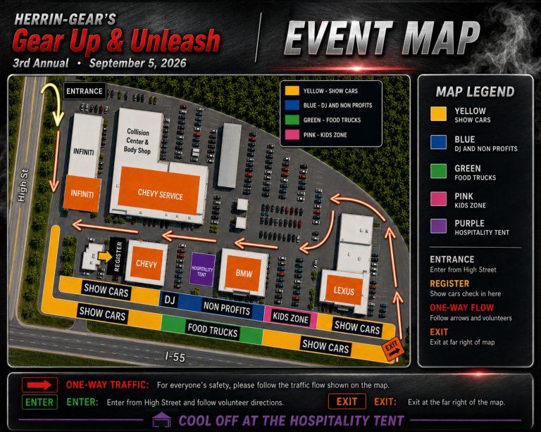 Herrin-Gear Gear Up and Unleash event map, September 5, 2026