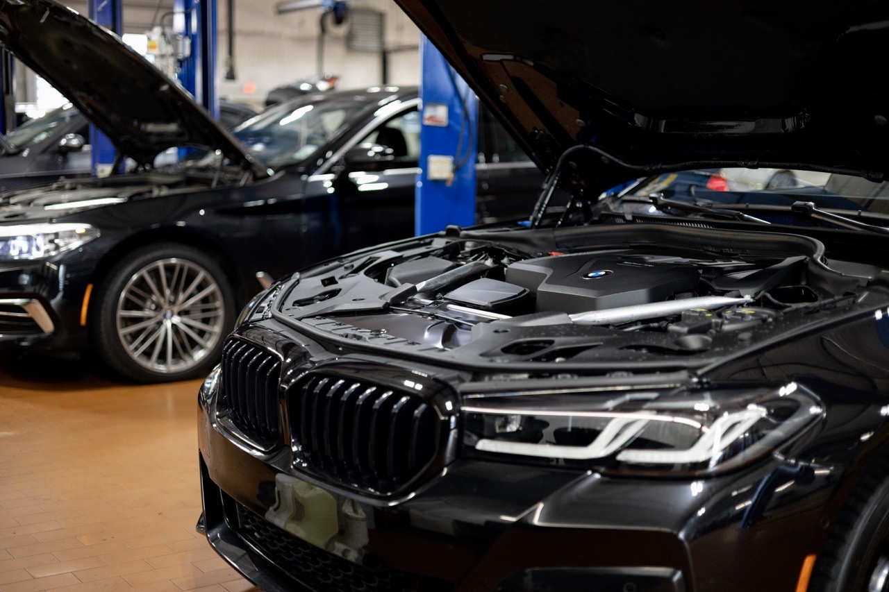 BMW in the service bay at Brian Harris BMW