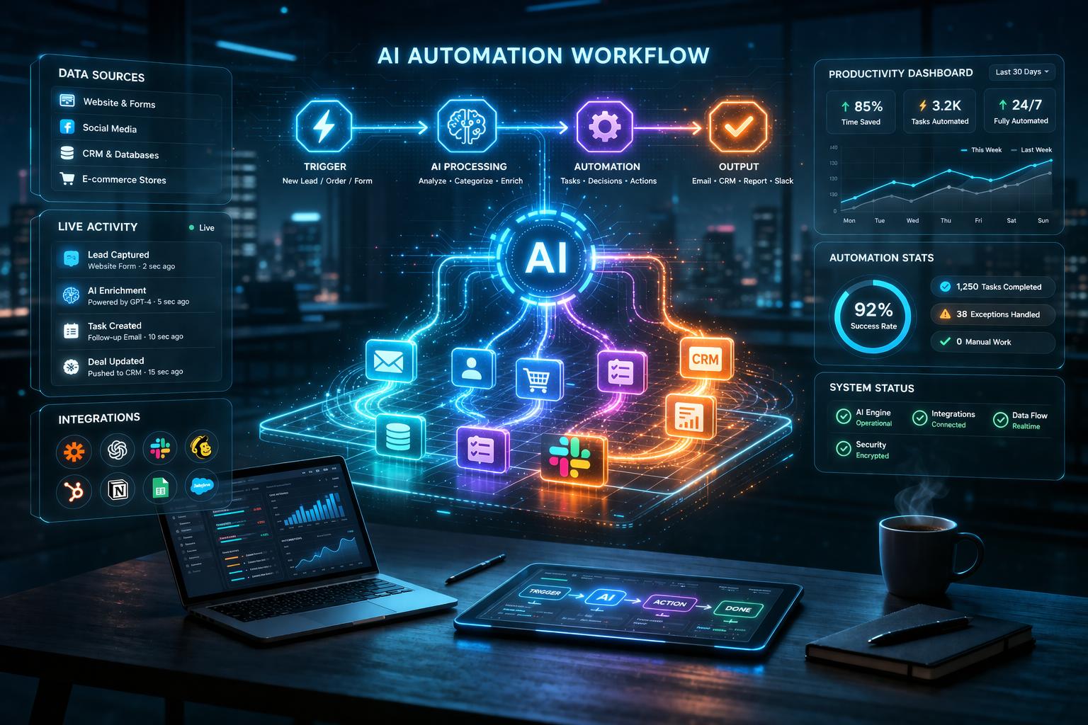 AI automation workflow business productivity concept
