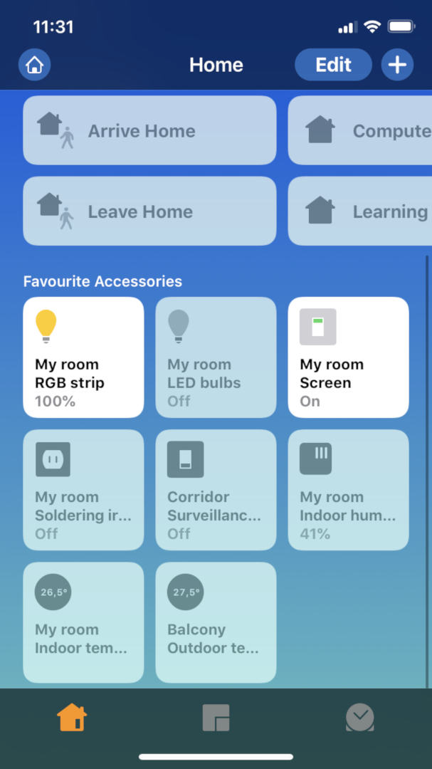 HomeKit panel