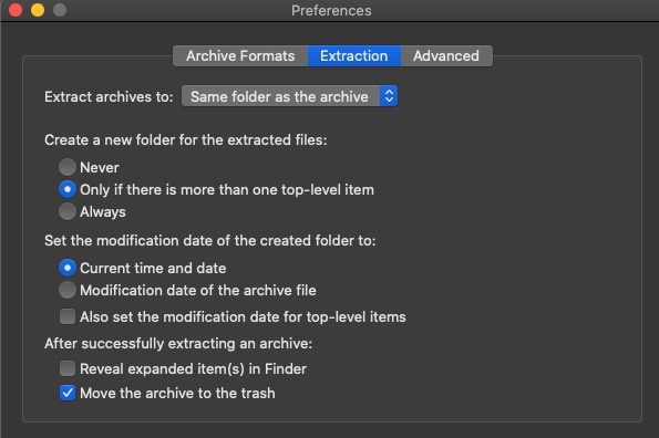 unarchiver-options
