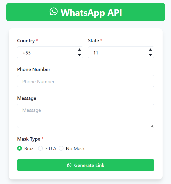 screenshot of WhatsApp API app