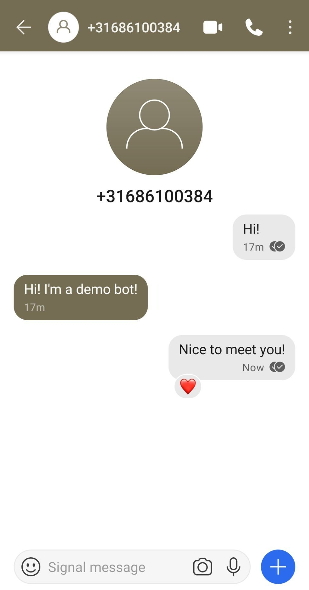 Conversation with demonstration bot