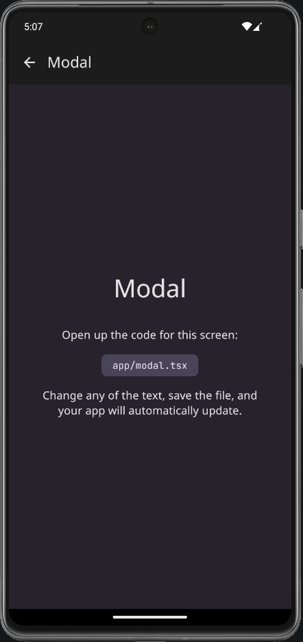 Modal Screen Dark