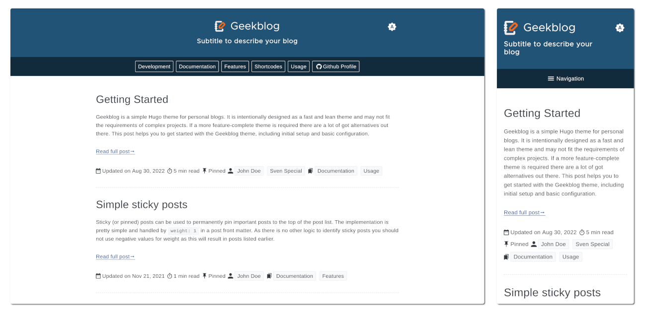 hugo-geekblog 网站模板截图