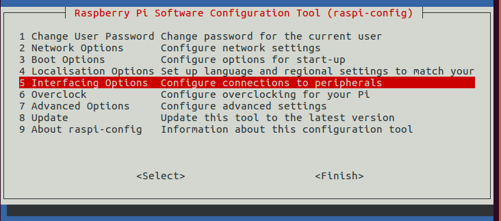 Raspi-config Configuration Screenshot 1