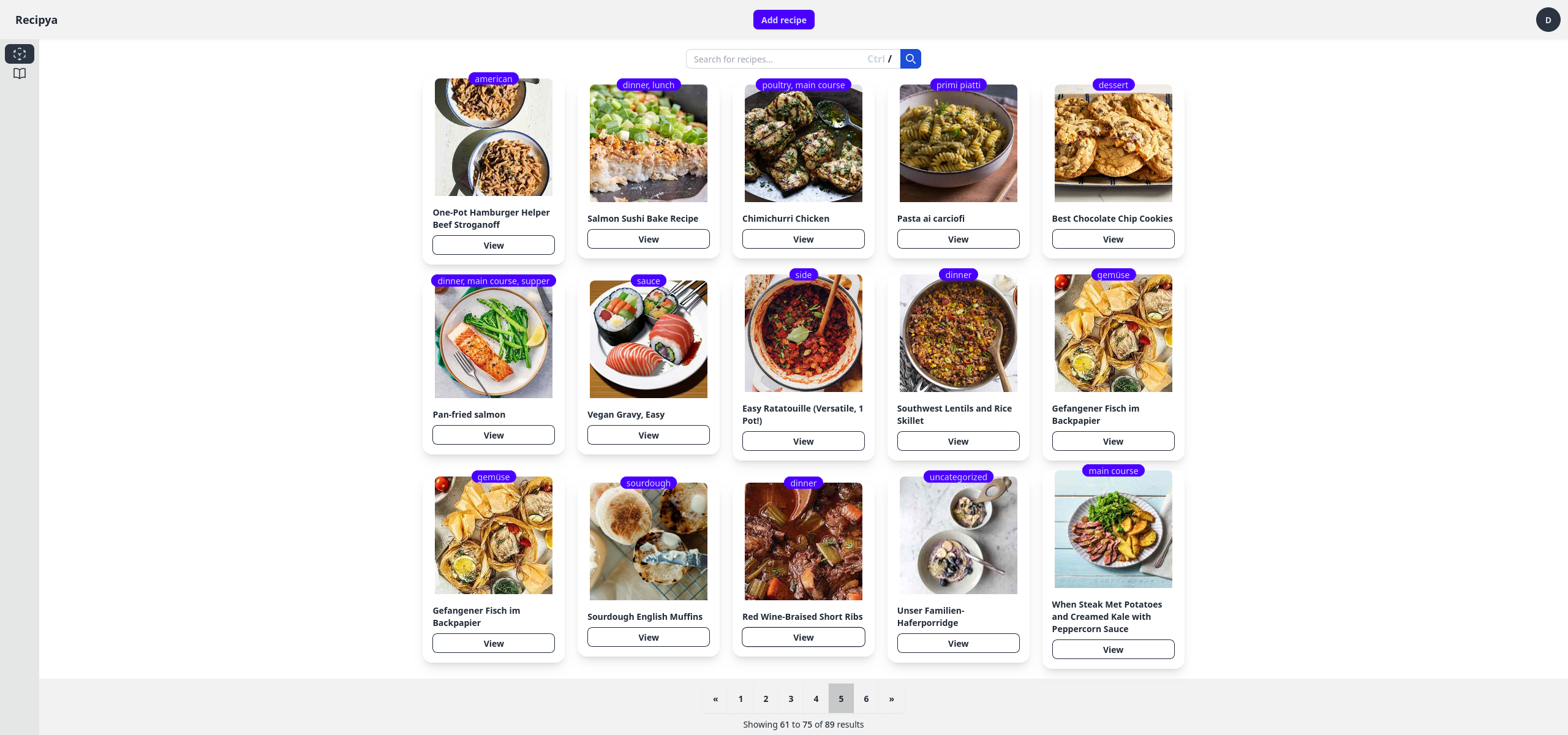 Recipe page screenshot