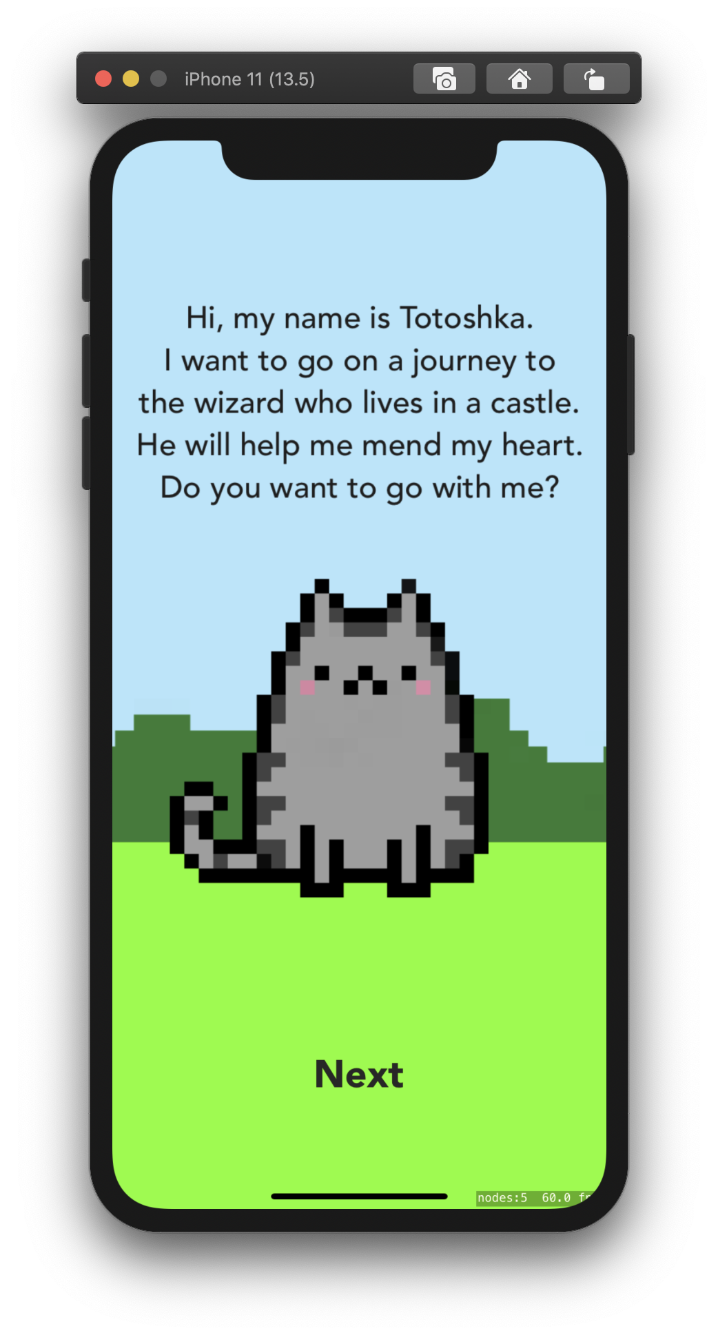 Initial screen of Heart Journey