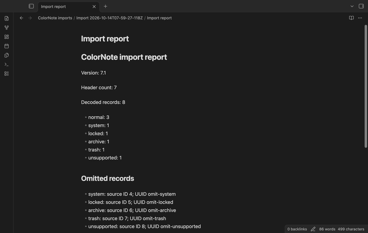 Import report with omitted record counts