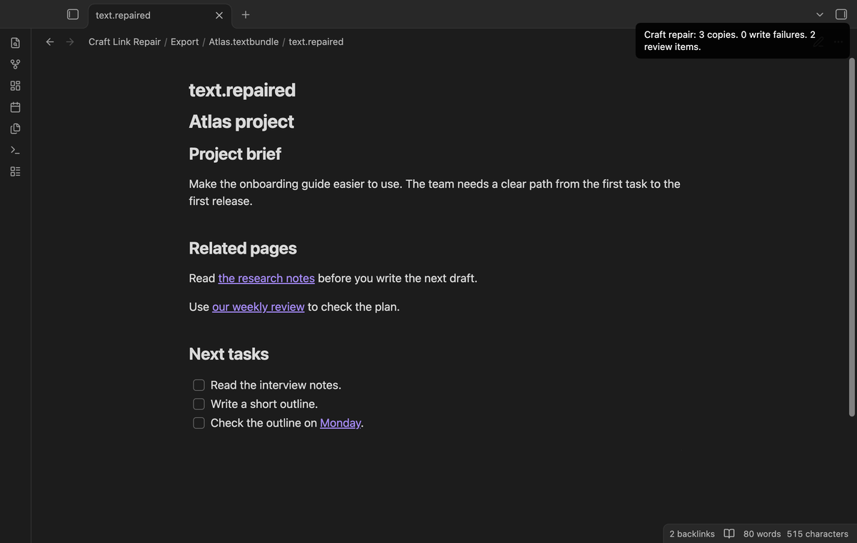 A repaired Atlas note with local page links and its source note preserved