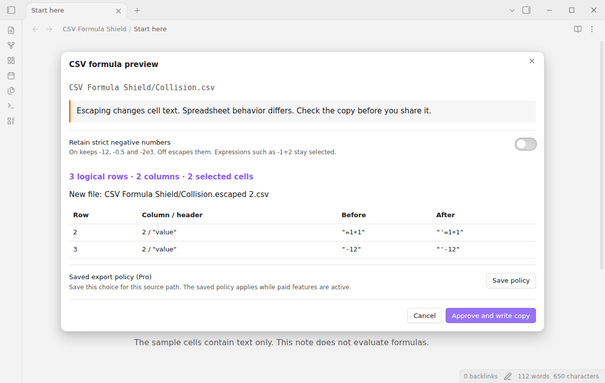 Output name shown before approval