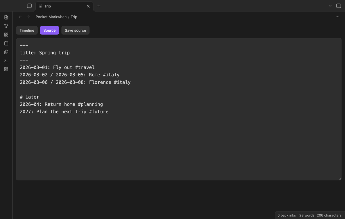The original trip source in the source tab
