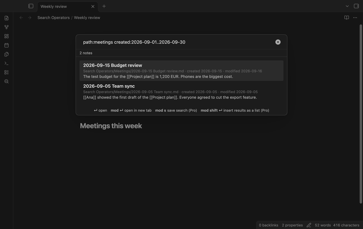 Meetings made in September
