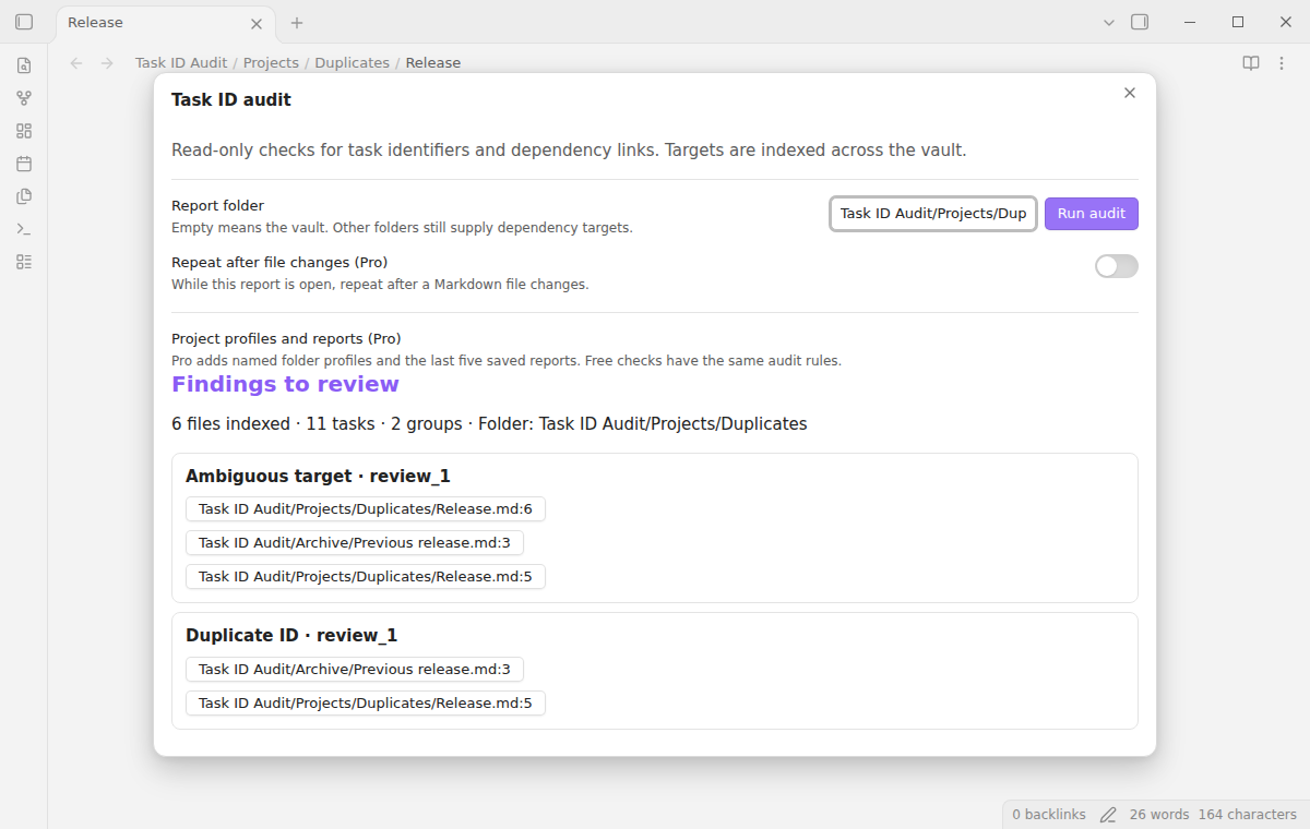 Duplicate task identifiers with two source paths