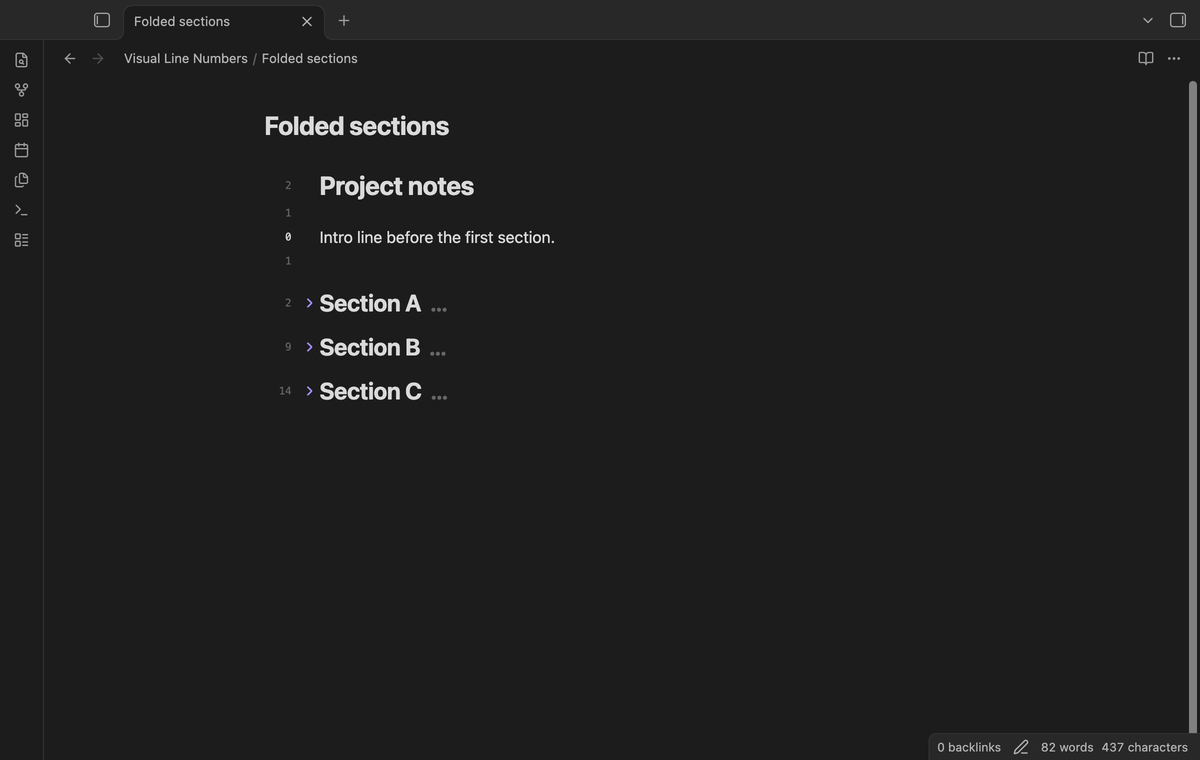 Three folded sections with relative numbers 2, 9 and 14 because the hidden lines are counted