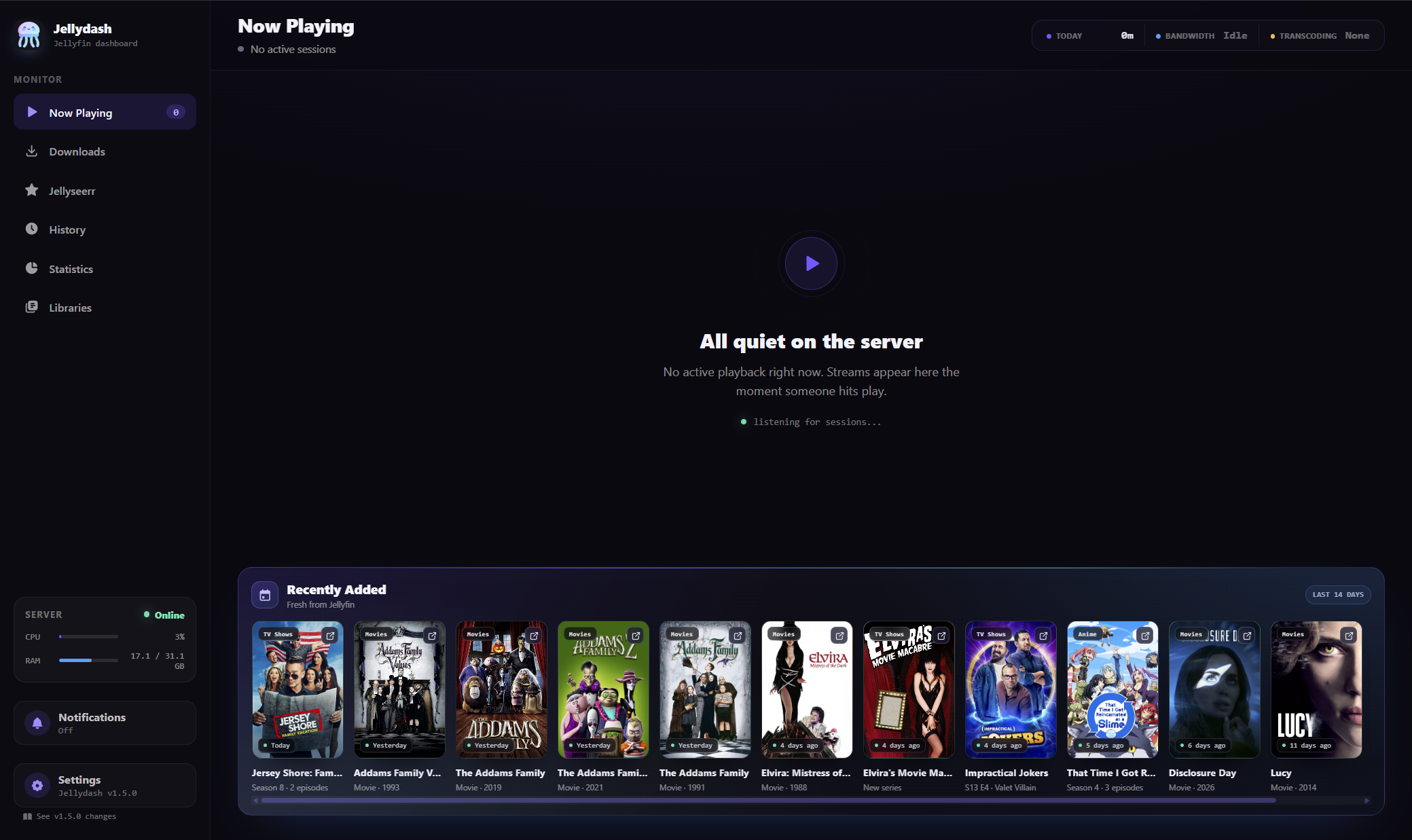 Now Playing with no active streams